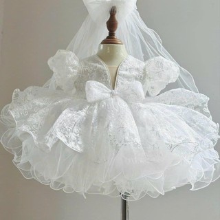  Váy công chúa cô dâu màu trắng cho bé 