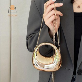 Túi đeo chéo dây xích nữ TeOdw Ví nhỏ Acrylic Kim loại Luster Tiệc nửa mặt trăng Túi xách nữ Túi xách sang trọng [MỚI]