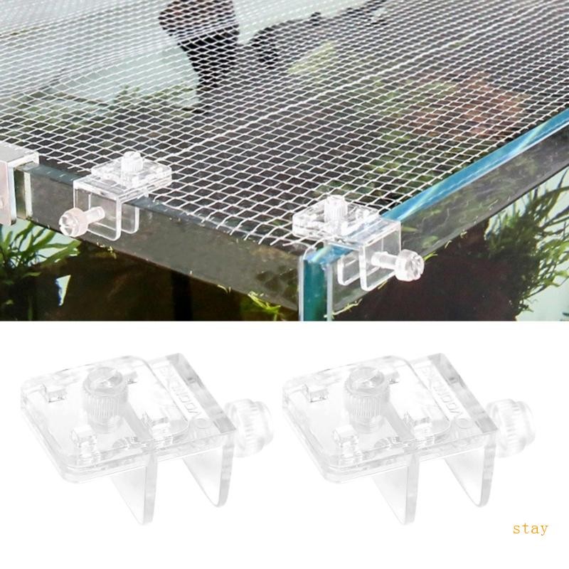 2pcs Aquarium Glass Cover Clip Clear Acrylic Support Holder Aquarium Lid Clips