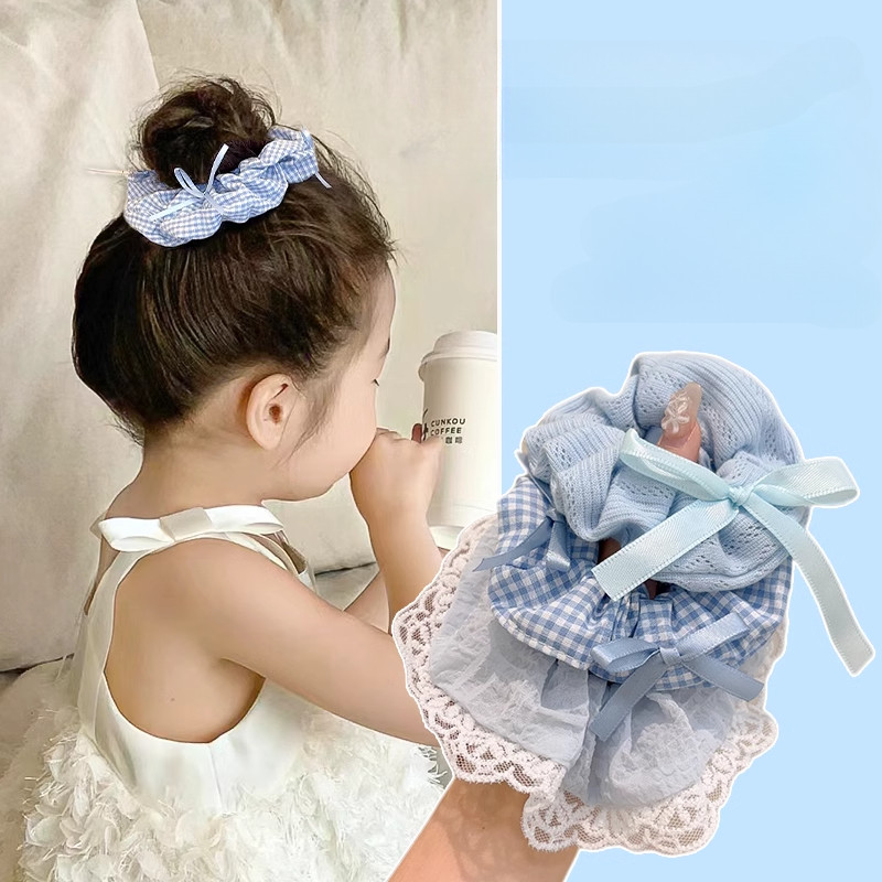Dễ Thương Trẻ Em Trẻ Em Màu Xanh Series Nơ Tóc Dây Buộc Tóc Scrunchies Phụ Kiện Tóc