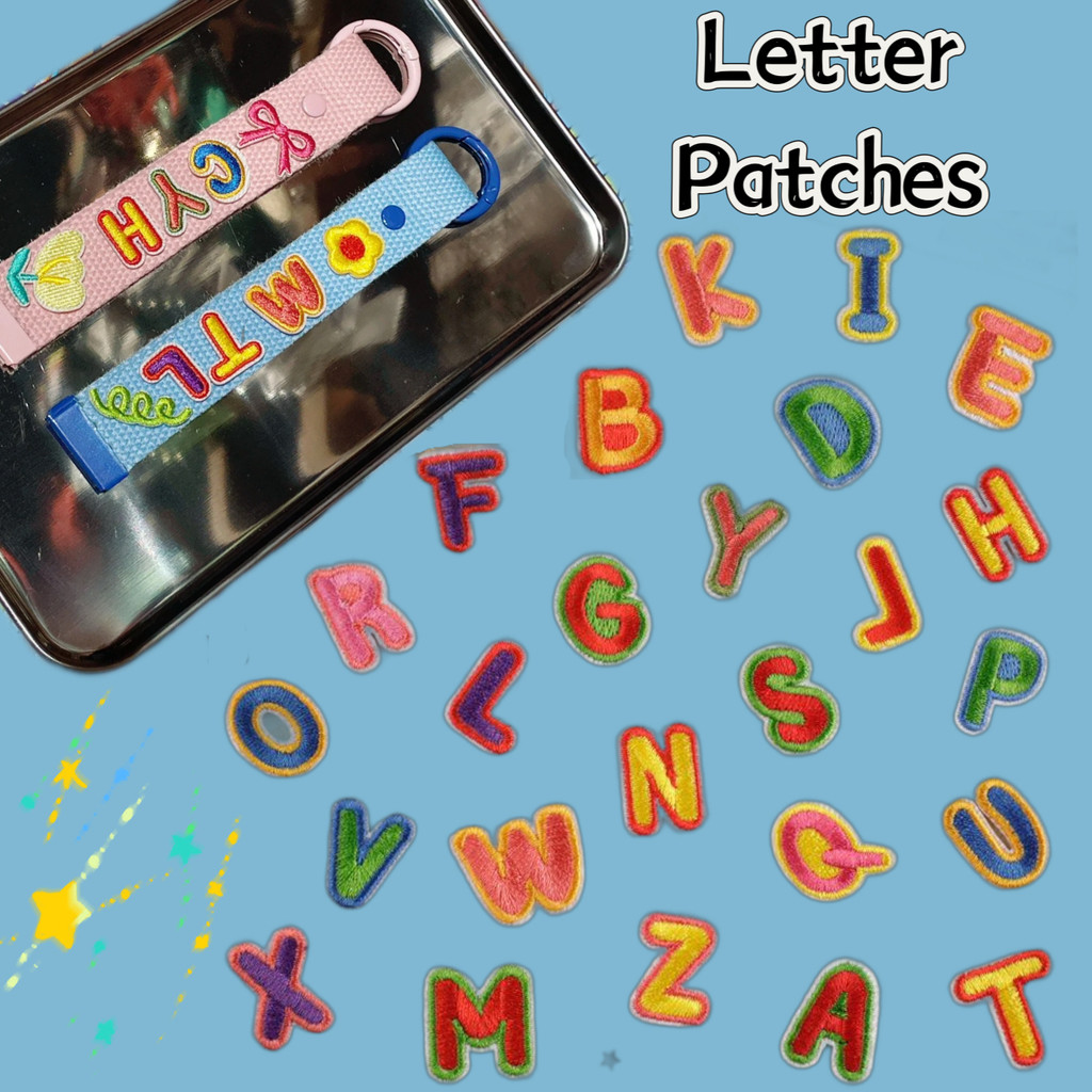 26 Chữ Cái Tiếng Anh Nhỏ Nhiều Màu Sắc Thêu Miếng Dán DIY Trang Trí Quần Áo Đính Tinh Tế Thêu Chữ Mi