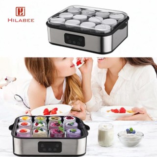 Máy làm sữa chua điện với 12 cốc thủy tinh Dụng cụ làm sữa chua DIY Máy làm phô mai tự chế cho nhà hàng Sử dụng sữa Tập hợp