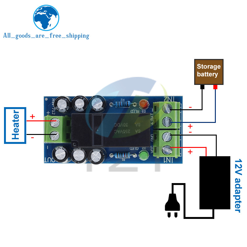 Mô-đun chuyển mạch pin dự phòng 12V 150W 12A Bảng công suất cao Công suất pin chuyển đổi tự động XH-