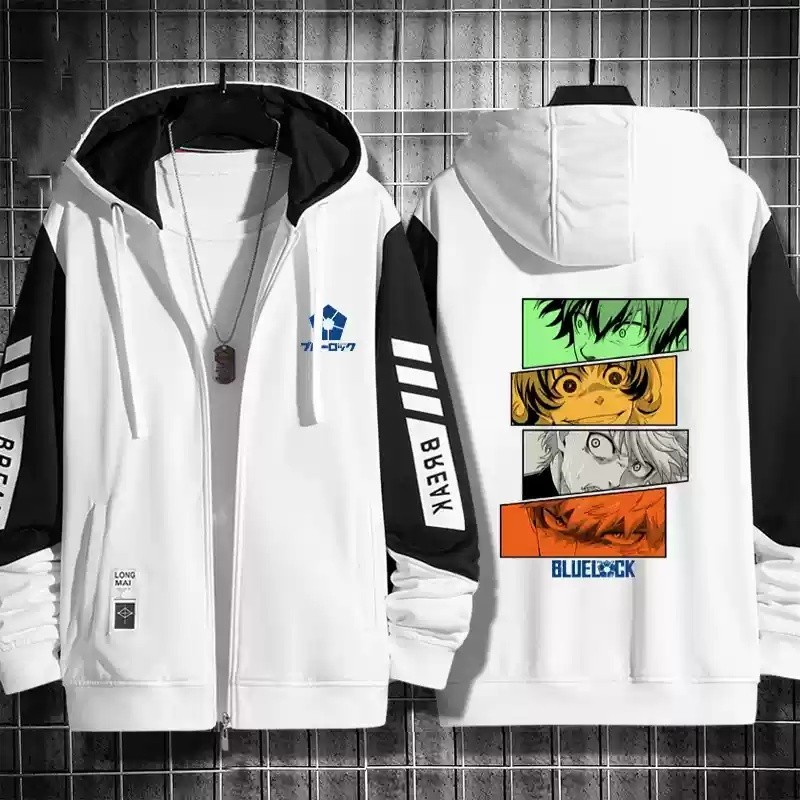 Jason Blue Lock Mikage Reo Isagi Yoichi Nagi Seishiro Zip-Up Áo Khoác Áo Len Dệt Kim Cosplay