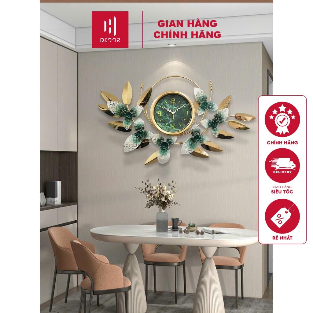 Đồng hồ treo tường trang trí hoa lá mang đến tài lộc may mắn, quà tân gia mã 2825 - HDECOR