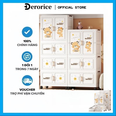 Tủ Xếp Di Động 5 Tầng Không Cần Lắp - Thiết Kế Mở Rộng, Chứa Đồ Chơi & 50 Bộ Quần Áo Trẻ Em
