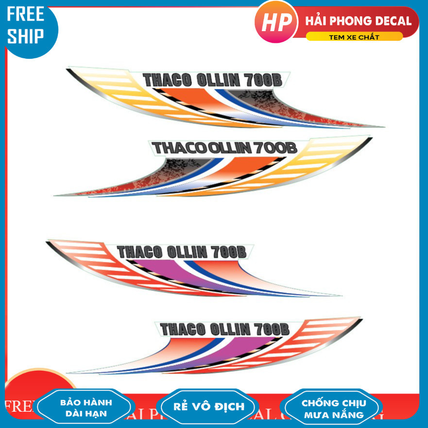 Tem decal dán cánh cửa Thaco ollin 700B, 700C, 198. Tem trang trí xe tải thaco ollin 198 (SL: 1 đôi)