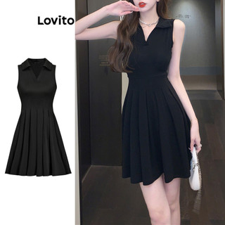 Đầm Lovito xếp ly màu trơn thanh lịch cho nữ L77ED299