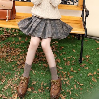 Chân váy bé gái TIINGXUYU chân váy xếp ly váy ngắn kẻ sọc len bé gái mùa đông cho bé lớn trẻ em thu đông