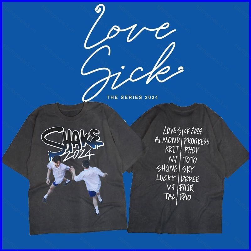 [Ellen] Love Sick 2024 PHOP KRIT Pun No mùa hè Áo thun ngắn tay ngôi sao