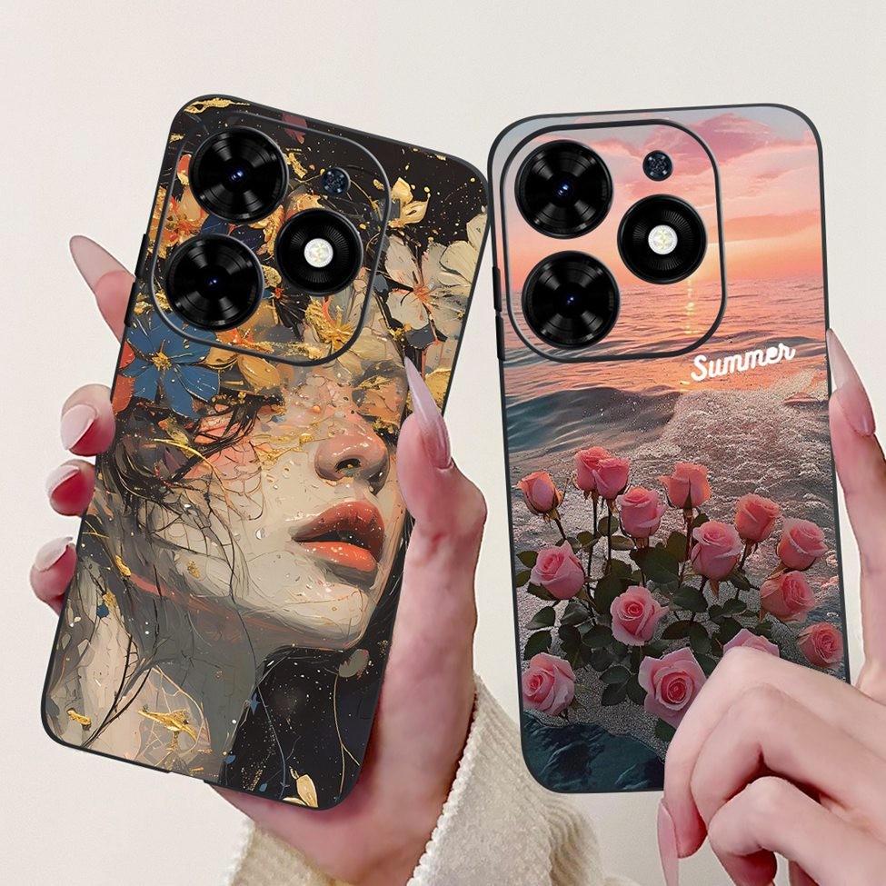 Infinix Hot 40i Ốp Lưng Thẩm Mỹ Mèo Dễ Thương Thời Trang Hoa Sơn Bao Hot 40i Infinix X6528B Vỏ Điện 