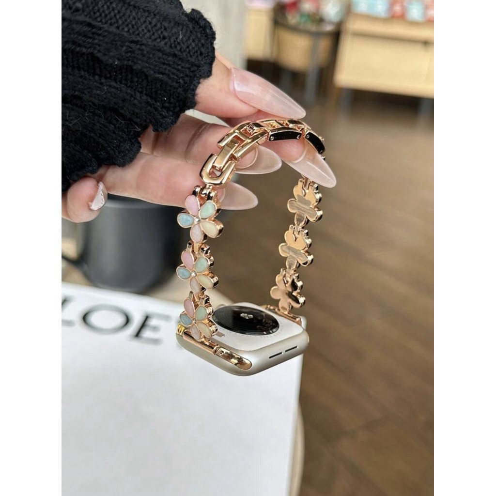 Vòng hoa kim loại Tương thích với dây đeo Apple Watch nữ 38mm 40mm 41mm 42mm 44mm 45mm 46mm Dây đeo