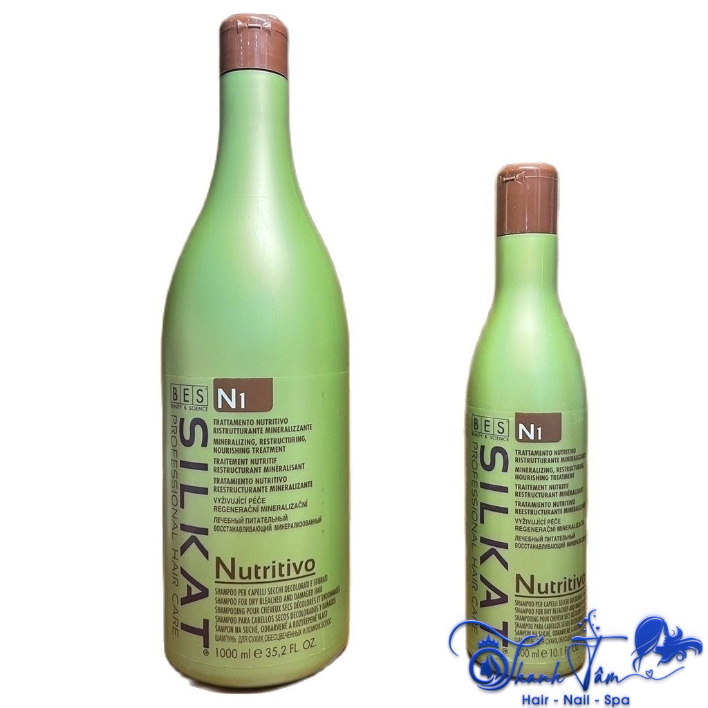 Dầu gội dành cho tóc khô, phai màu, hỏng Bes Hergen Silkat N1 Nutritivo Shampoo 1000ml - TN