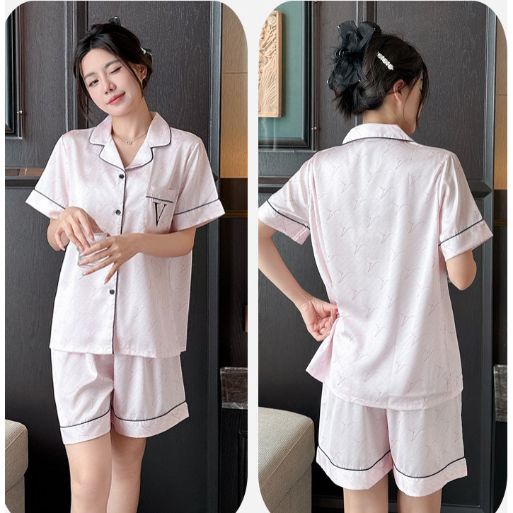 Bộ đồ ngủ lụa mỏng kiểu dáng nữ Victoria 's Secret, đồ ngủ lụa băng rộng IWLG