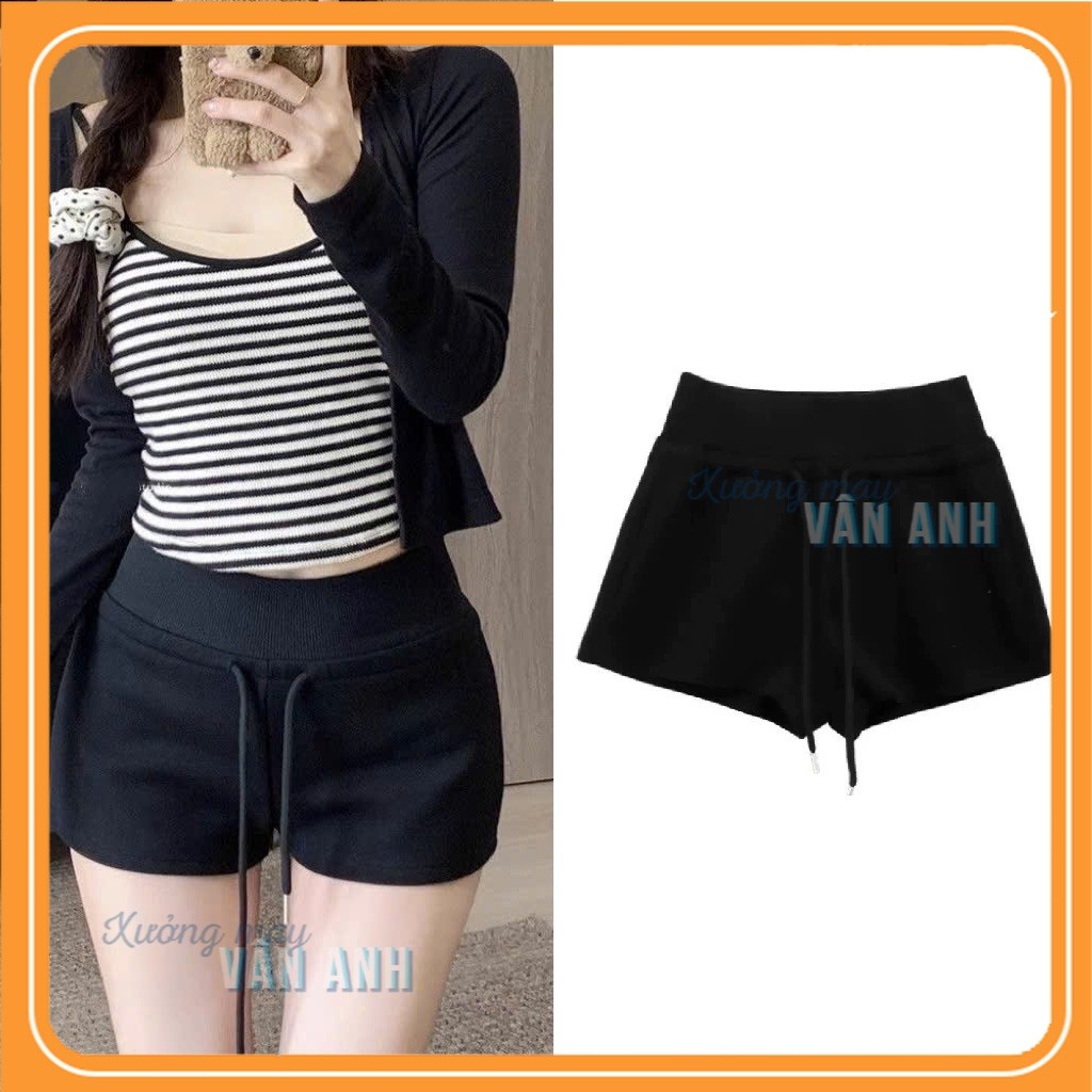 Quần đùi nữ quần short cạp cao ôm eo tôn dáng chất liệu nỉ hai da cao cấp | BigBuy360 - bigbuy360.vn