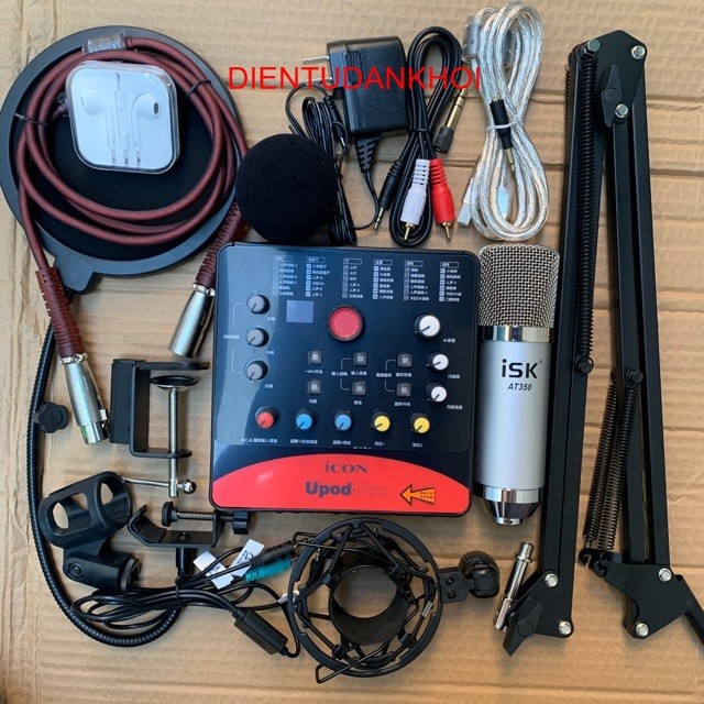Chọn Bộ Mic Hát livestream thu âm ISK AT350, Sound Card icon upod pro tặng kèm tai nhé