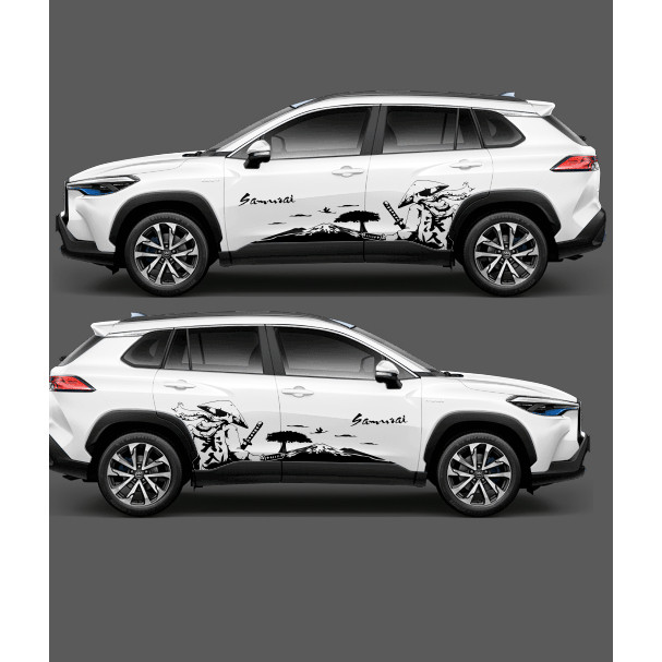Tem xe ô tô Samurai, decal keo trong 1 bộ 2 bên sườn dán mọi form xe, decal, nhãn dán