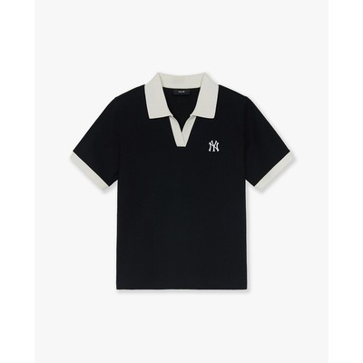MLB - Áo polo nữ cổ bẻ tay ngắn Lapel_3FPQB0153-50BKS