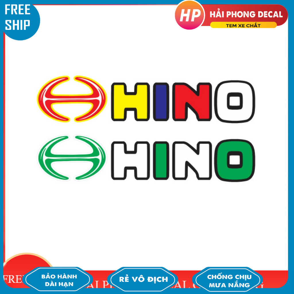 Tem decal chữ HINO dán xe tải (sl: 1 tem)