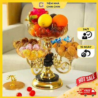  Khay Mứt Tết 5 Cánh Cao Cấp Trang Trí Ngày Tết Khay Đựng Bánh Kẹo Trong Suốt Xoay 360 Độ Cao Cấp 