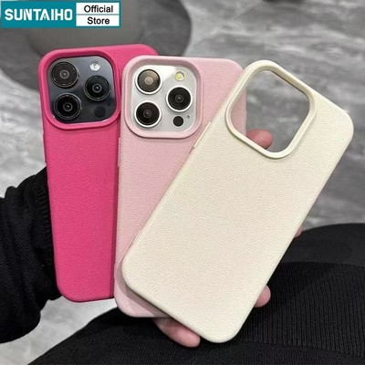 Suntaiho Ốp Lưng iPhone Đẹp Hàn quốc Màu kẹo dễ thương Silicon chống sốc Vỏ điện thoại họa tiết vải mềm Họa tiết da nhân tạo Màu trơn Cho Iphone 16 15 14 13 12 11 Pro Max IP 7 8 Plus Iphon X Xs XR Xs Max Chống Bụi Bẩn Ốp lưng