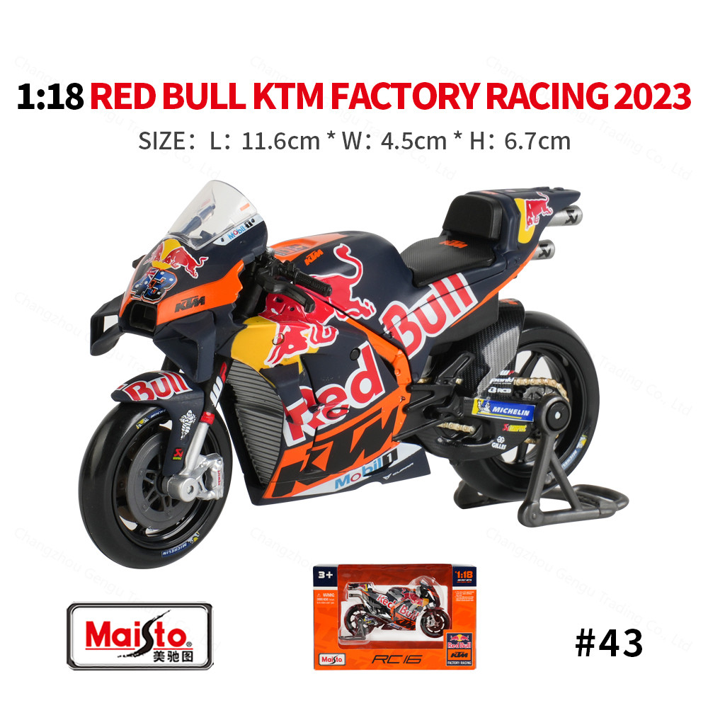 Maisto 1: 18 2023 GP Racing Red Bull KTM Factory Racing Die Cast Xe sưu tập Đồ chơi mô hình xe máy