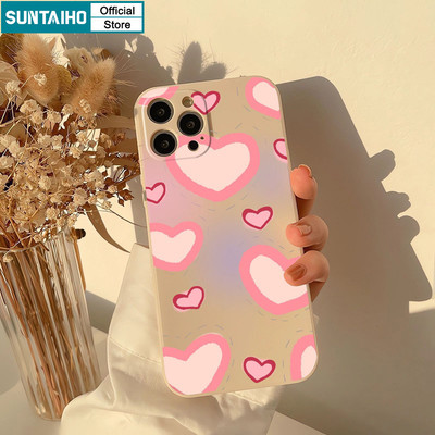 Suntaiho Thẩm Mỹ Vỏ LOVE Graffiti Họa Tiết LOGO Ốp lưng Iphone 16 15 14 13 12 11 Pro Max IP 7 8 Plus Iphon X Xs XR Xs Max Silicon Mềm Cao Cấp Chống Sốc