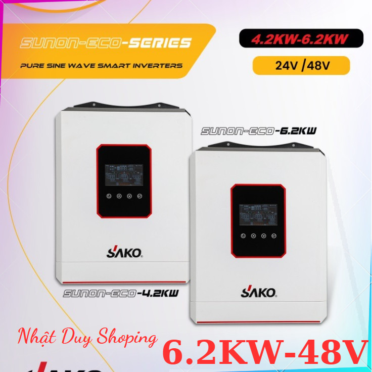 Biến tần SAKO 6.2KW -48V độc lập, bù lưới chính hãng SAKO 6.2KVA- 48V PV 90-450V  Inverter hybrid .
