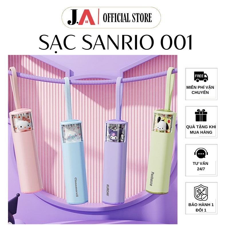 Sạc Dự Phòng Sanrio Mini Cao Cấp AMA-001 Không Dây Phiên Bản Mới Pin 10.000mAh, Bảo Hành 1 Đổi 1 (JA