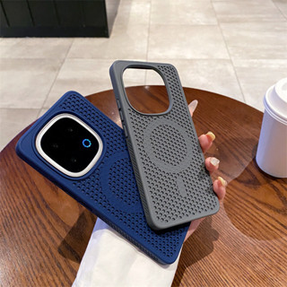 Lỗ tổ ong Rỗng Tản Nhiệt Làm Mát Từ Tính Ốp lưng IQOO 12 13 NEO 10 Z9 Z10 Turbo Pro Vỏ Mềm Cạnh Cứng Mờ Chống Sốc Ốp Lưng