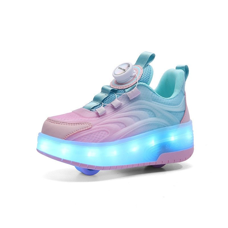 Giày Heelys có đèn LED sạc lại cho trẻ em và người lớn, giày lăn có bánh xe và nút xoay 8Z03