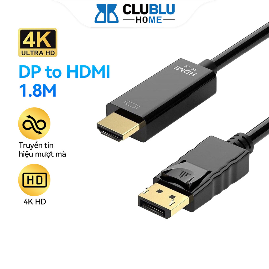Dây Cáp Chuyển Đổi DisplayPort Sang HDMI 4K CHOME Dài 1.8m Cổng Hiển Thị TV HD…