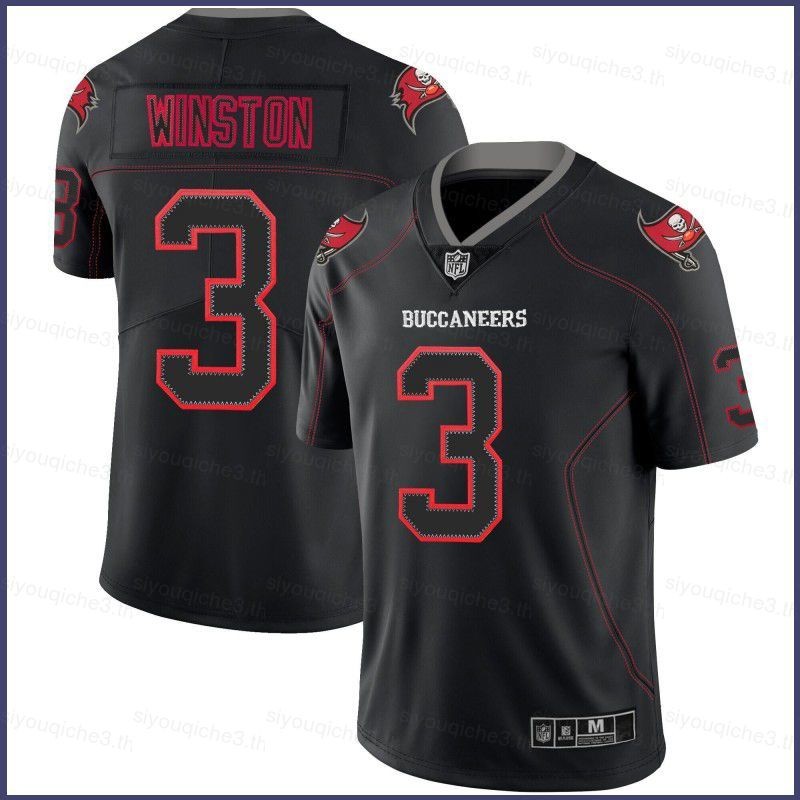 SY3 NFL Buccaneers Winston Jersey Áo bóng đá Áo thể thao cổ điển màu đen Plus Size YS3