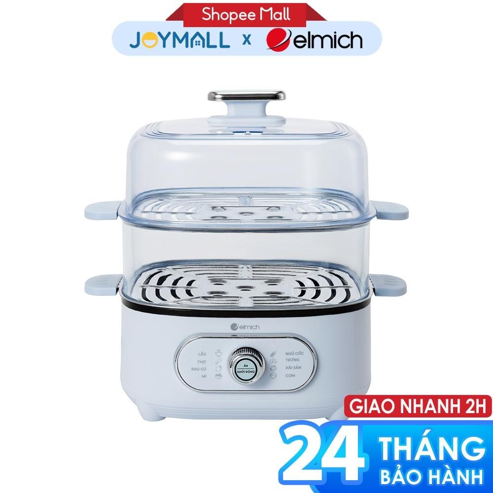 Nồi lẩu hấp 2 tầng Elmich STE-9098, Hàng chính hãng, 8 tính năng hấp, khay hấp tháo rời - JoyMall
