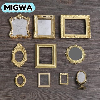 MIGWA Thu Nhỏ Retro Gương DIY Vintage Phòng Tắm Nội Thất Vuông Tròn Tỉ Lệ 1: 12