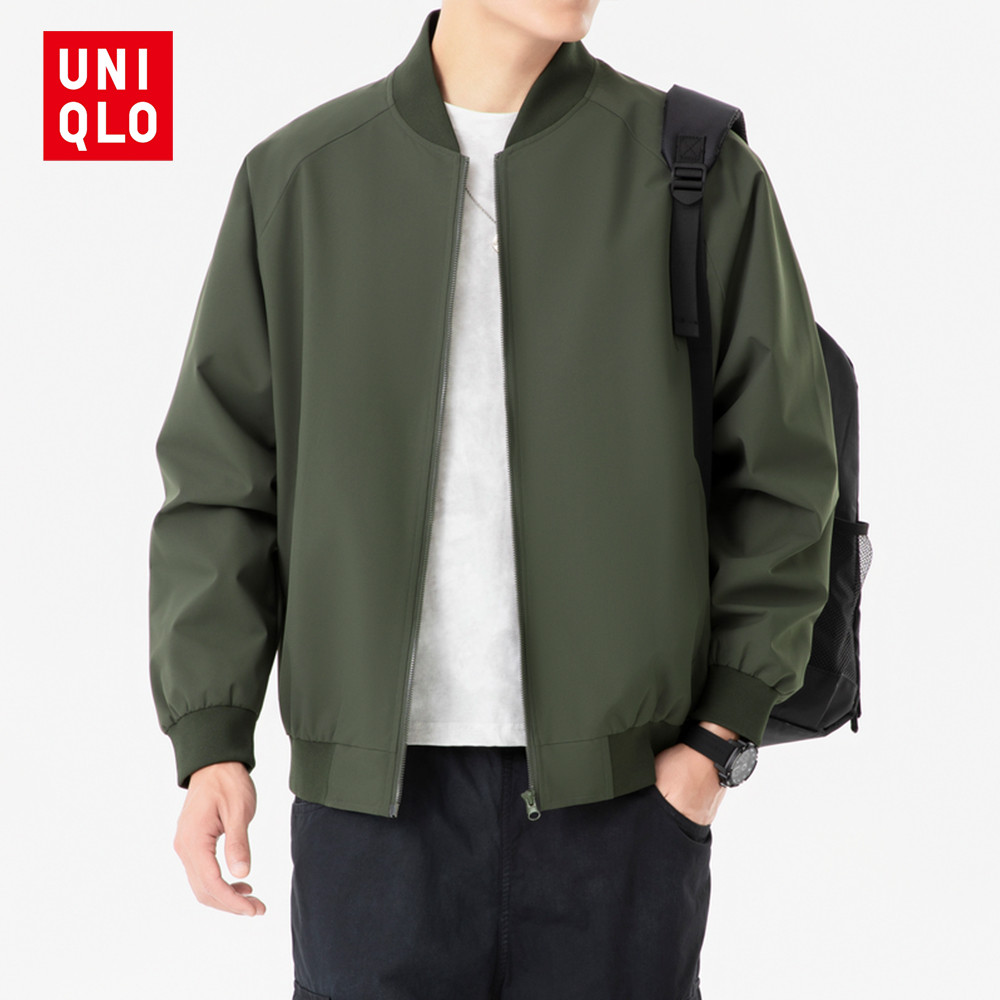 Áo khoác Bomber Uniqlo dài tay thanh niên Thể thao và giải trí chất lượng cao Phiên bản Hàn Quốc Cá 