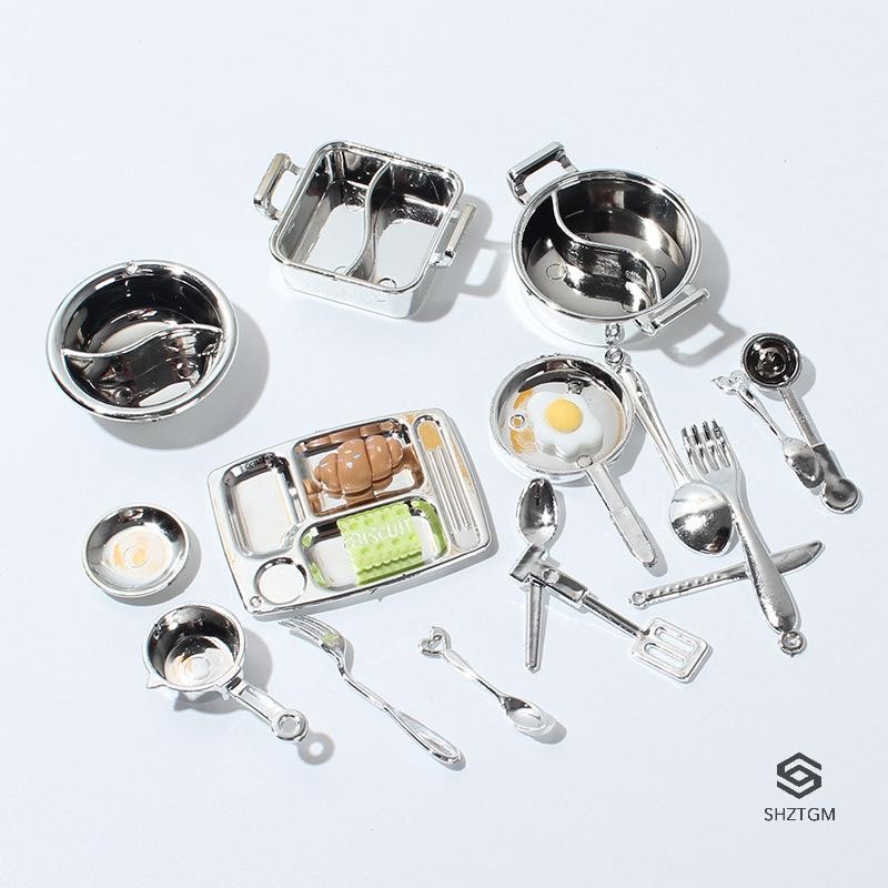 [Shztgm] 1 / 12 Nhà Búp Bê Mô Phỏng Nồi Canh Nhà Búp Bê Mini Lẩu Bộ Đồ Ăn Búp Bê Nhà Bếp Phụ Kiện Nấ