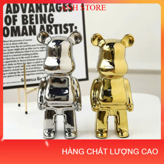   LOẠI 1  GẤU BEARBRICK BỤNG PHỆ 18CM 28CM 35CM. TƯỢNG MÔ HÌNH GỐM SỨ tráng men mạ điện - Decor quà tặng 