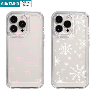 Suntaiho Ốp Lưng iPhone trong suốt in hình Thời Vỏ Đẹp Họa Tiết Nơ Bông Tuyết TPU Mềm Cao Cấp Chống Sốc Ốp điện thoại Cho Iphone 16 15 14 13 12 11 Pro Max IP 7 8 Plus Iphon X Xs XR Xs Max Hàn quốc Ốp Lưng