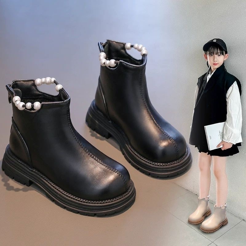 Bốt martin bé gái lót lông sz26-36, Giày Bốt Bé Gái Cổ Ngọc Khoá Sau Phong Cách Hàn Quốc, Giày Bốt B