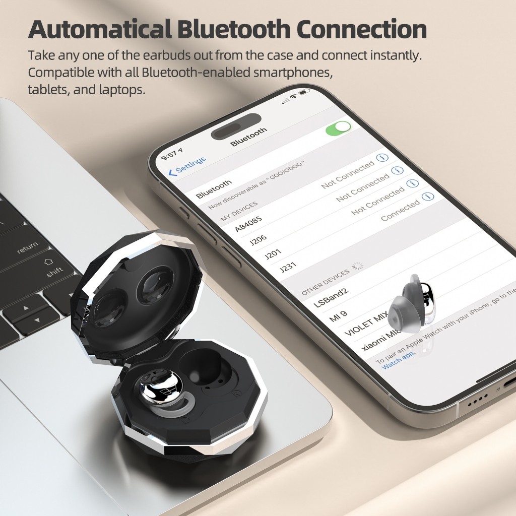 Tai nghe Bluetooth 5.3 Goojodoq giảm tiếng ồn khi ngủ, tai nghe không dây nhẹ và thoải mái, siêu chờ | BigBuy360 - bigbuy360.vn