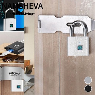 Ổ khóa vân tay thông minh NAMSHEVA, Khóa mật khẩu vân tay di động sạc USB, Ổ khóa vân tay chống nước chống trộm