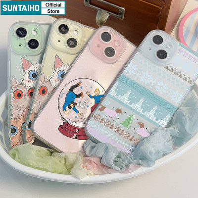 Suntaiho Hoạt Hình Vui Nhộn Họa Tiết Chó Mèo Trong Suốt Mờ Dành Cho Iphone 16 15 14 12 13 11 Pro Max IP 7 8 Plus Iphon X Xs XR Xs Max TPU Silicon Mềm Cao Cấp Chống Sốc Ốp điện thoại