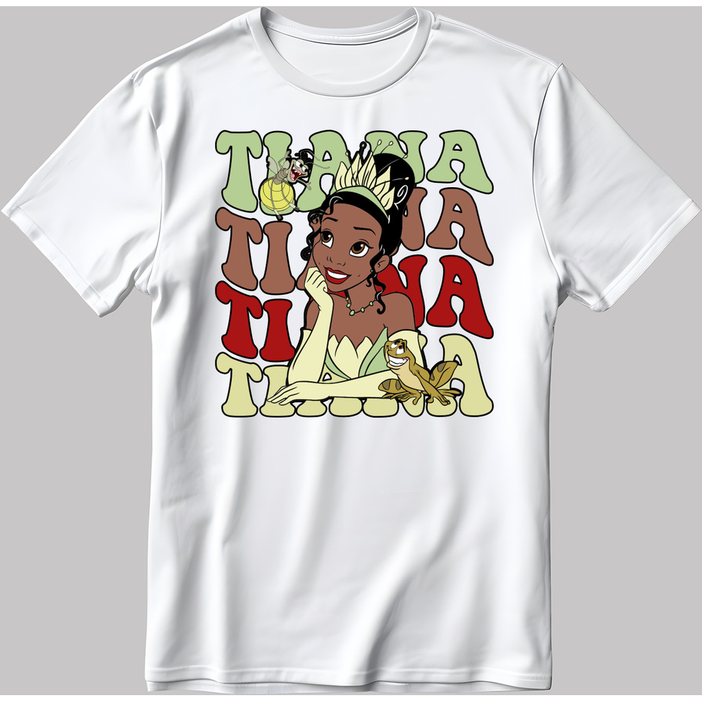 Tiana Princess Disney Tay Ngắn Trắng-Đen Nam / Áo C534