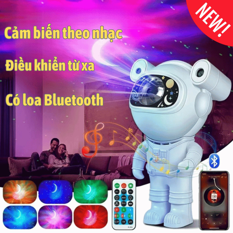 Đèn Ngủ Lily's Decor Phi Hành Gia Chiếu Mây Sao Có Nhạc Bluetooth Tạo Không Gian Thư Giãn  