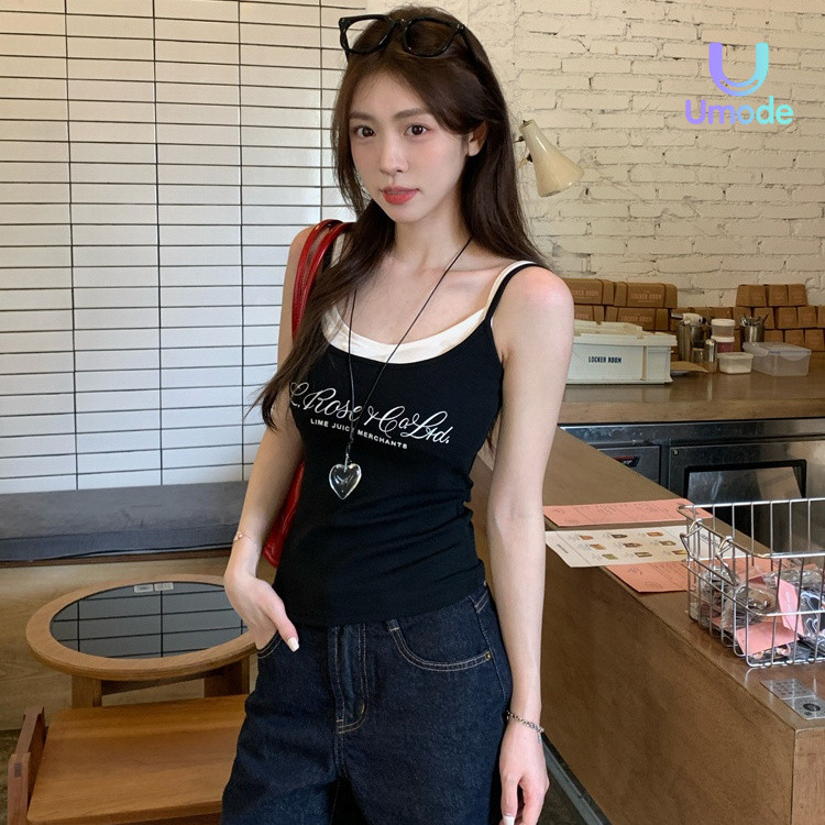 Giả hai mảnh yếm trong vest cho Phụ nữ mùa hè thư in chắp vá mỏng phù hợp với áo khoác ngoài hàng đầu ug122 | BigBuy360 - bigbuy360.vn