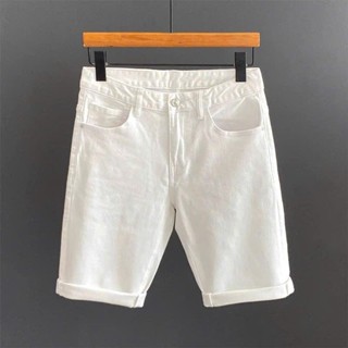 QUẦN SHORT JEAN NAM TRẮNG TRƠN BOY PHỐ CHẤT COTTON KHÔNG CO DÃN Menswear Có Túi