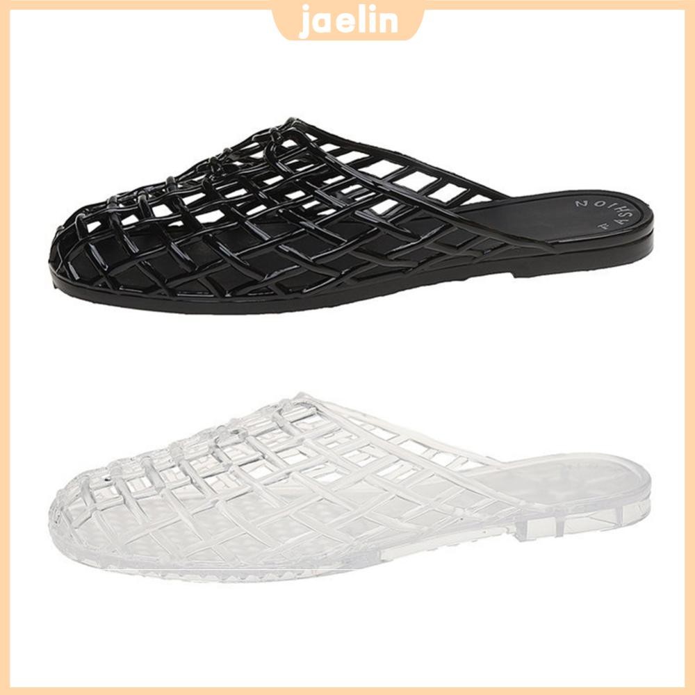 Nữ Jelly Flats Lưới Ballet Flats Mũi Đóng Rỗng Đế Ba Lê Giày Thạch Đi Biển Nhẹ Thoáng Khí Cho Bãi Bi