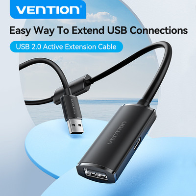Cáp nối dài chủ động Vention USB 2.0 Type-A Nam sang Type-A Nữ màu đen