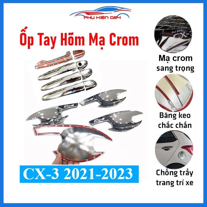 Ốp tay hõm Mazda CX3 CX-3 2021-2022-2023 mạ Crom chống trầy bảo vệ xe